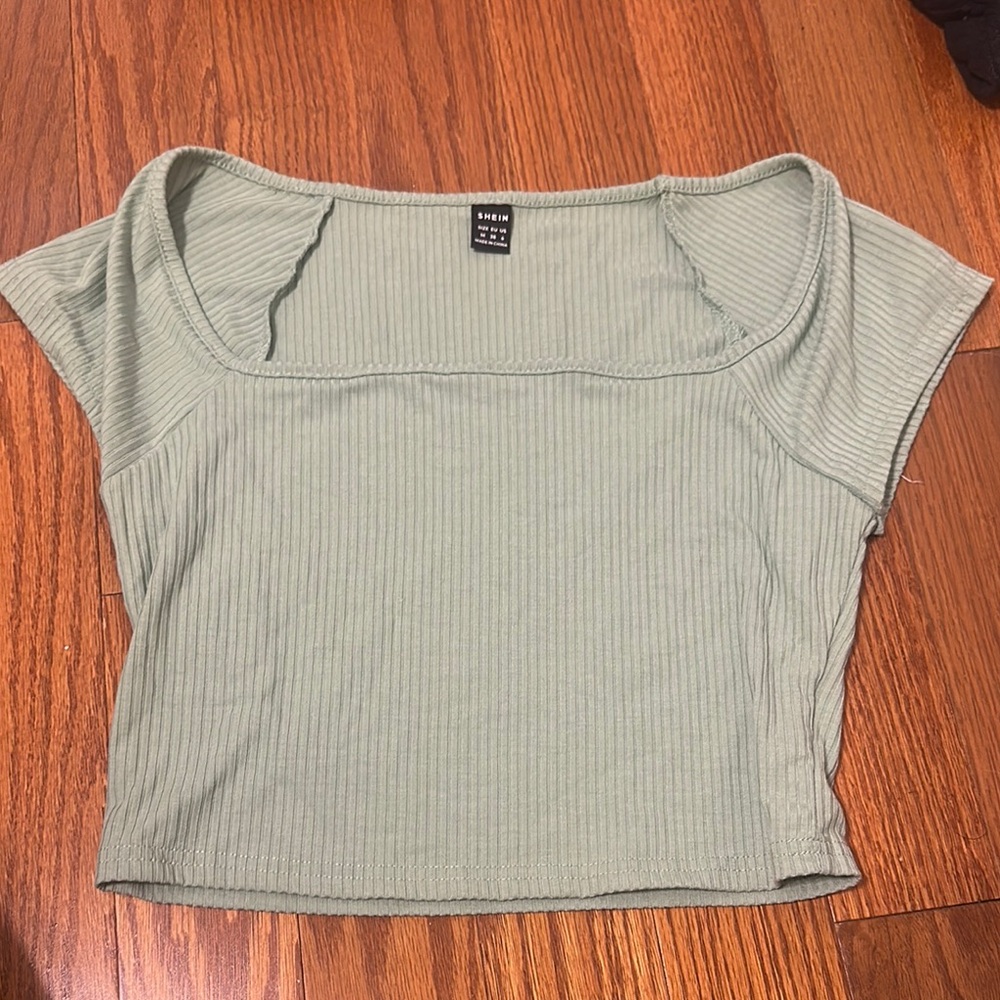 Shein Women's Ribbed Green Top